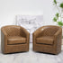 Logan Faux Leather Tufted Swivel Club Chair - Coffee Modern Swivel Chair | Swivel Accent Chairs | Kinwell Furniture | Swivel Armchairs